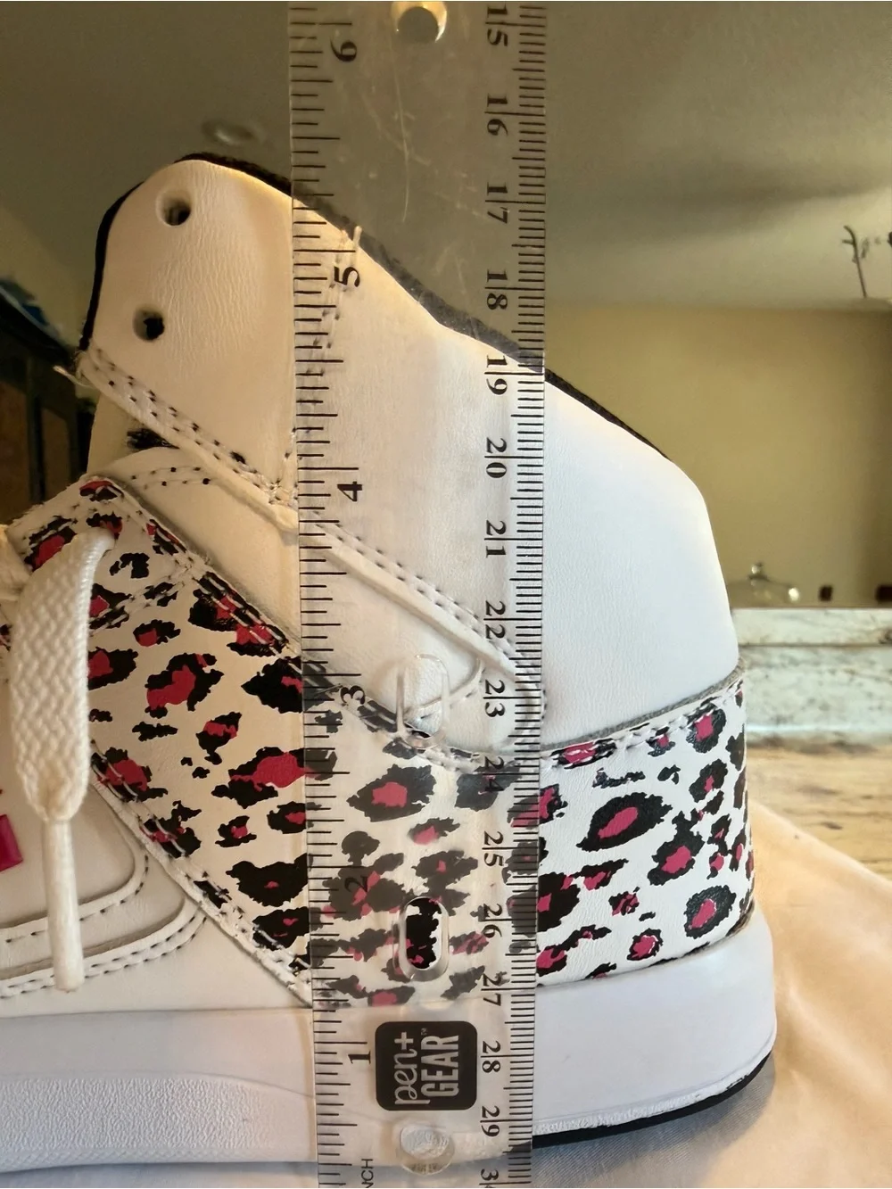 DC Cure Hi White High-Top Sneakers with Pink Leopard Accents